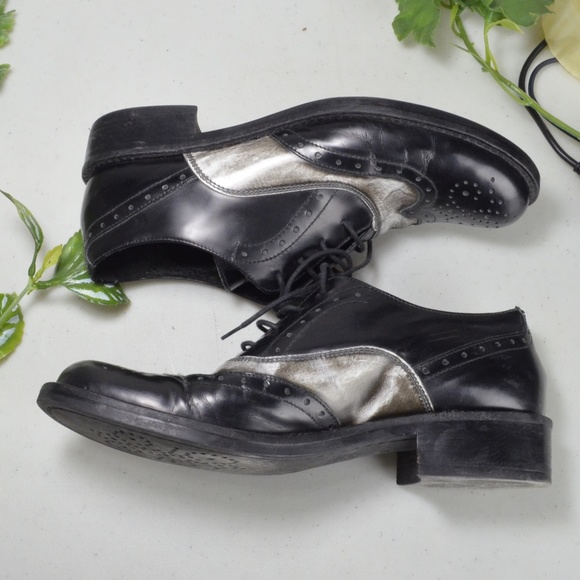 Bama - black/silver leather oxfords - Picture 5 of 6